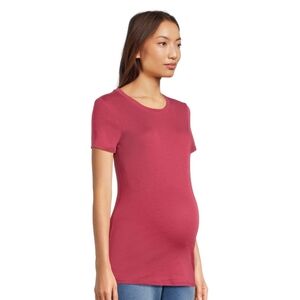 Time and Tru Maternity Ribbed Crew Neck Short Sleeve Stretchy T-Shirt Size XL